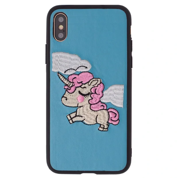 Husa Fashion Silicon iPhone X/XS, Unicorn Textil