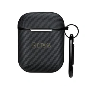 Husa Fibra Pitaka AirPolPal Mini pentru Airpods 1/2 APM1001 Negru