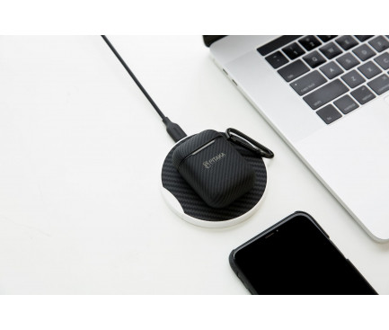 Husa Fibra Pitaka AirPolPal Mini pentru Airpods 1/2 APM1001 Negru thumb