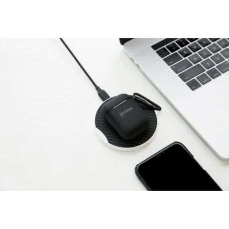 Husa Fibra Pitaka AirPolPal Mini pentru Airpods 1/2 APM1001 Negru