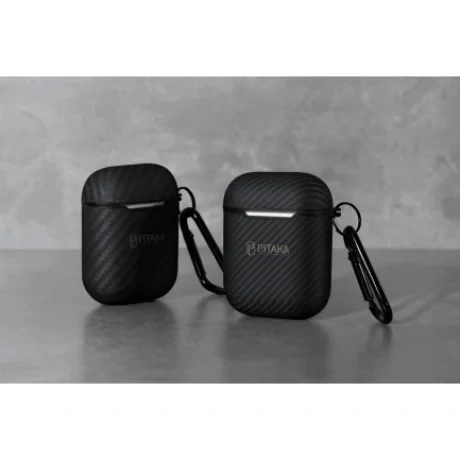 Husa Fibra Pitaka AirPolPal Mini pentru Airpods 1/2 APM1001 Negru