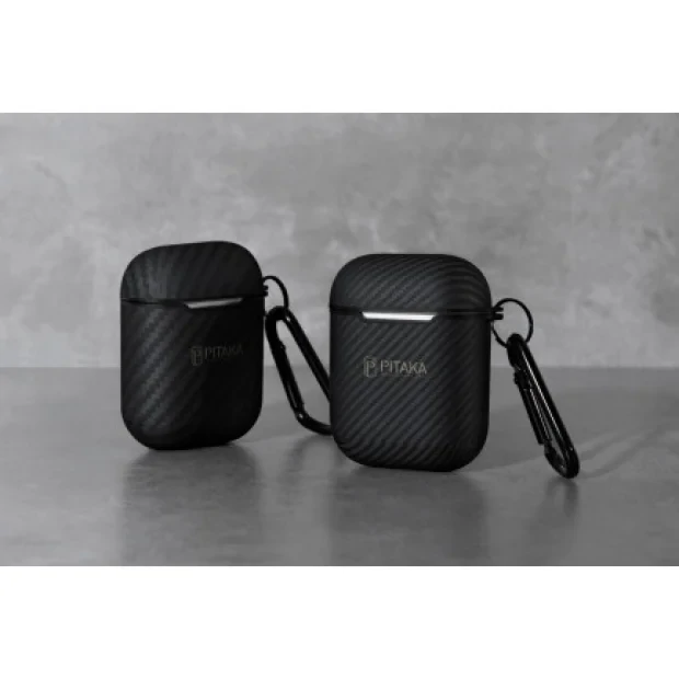 Husa Fibra Pitaka AirPolPal Mini pentru Airpods 1/2 APM1001 Negru