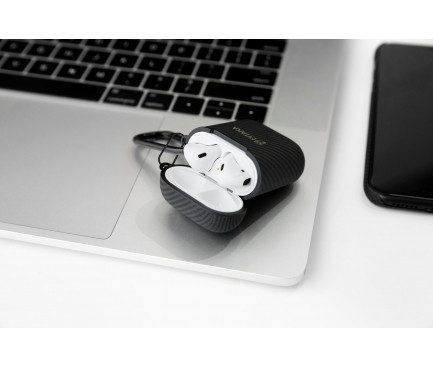 Husa Fibra Pitaka AirPolPal Mini pentru Airpods 1/2 APM1001 Negru thumb