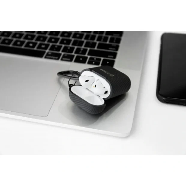 Husa Fibra Pitaka AirPolPal Mini pentru Airpods 1/2 APM1001 Negru