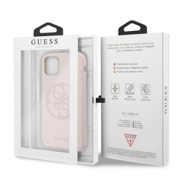 Husa Guess 4G Silicone Tone on Tone iPhone 11, Roz