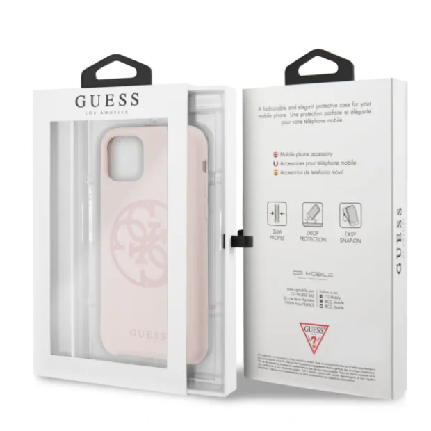 Husa Guess 4G Silicone Tone on Tone iPhone 11, Roz