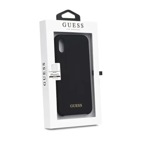 Husa Guess Silicone Cover Gold Logo iPhone X/XS, Negru