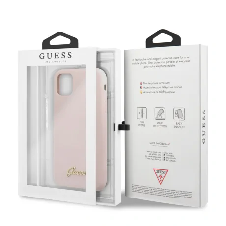 Husa Guess Silicone Vintage pentru iPhone 11 Pro Max, Roz