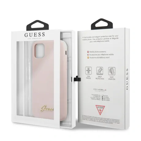 Husa Guess Silicone Vintage pentru iPhone 11, Roz