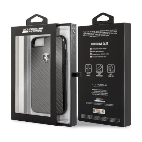 Husa Hard Ferrari pentru iPhone 7/8 Negru Carbon FEHCAHCI8BK