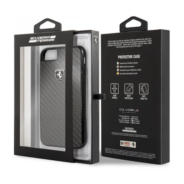 Husa Hard Ferrari pentru iPhone 7/8 Negru Carbon FEHCAHCI8BK