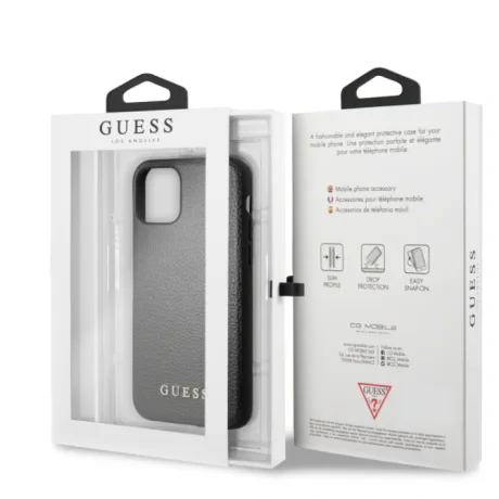 Husa Hard iPhone 11 Black Leather Guess