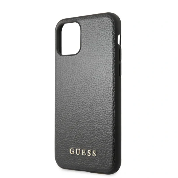 Husa Hard iPhone 11 Black Leather Guess