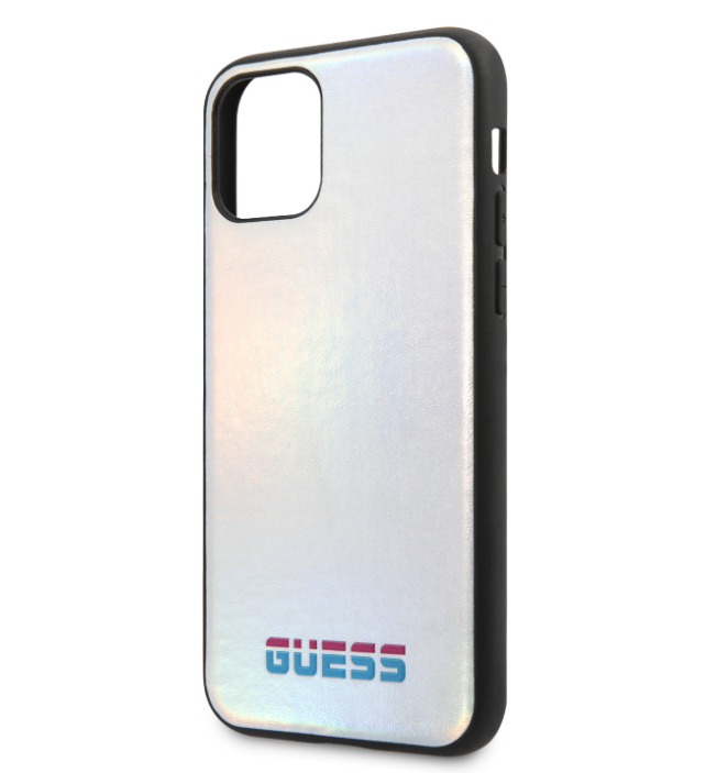 Husa Hard iPhone 11 Iredescent Silver Pu Leather Guess thumb