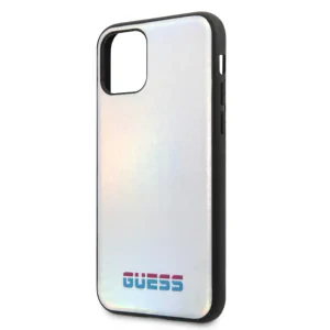 Husa Hard iPhone 11 Iredescent Silver Pu Leather Guess