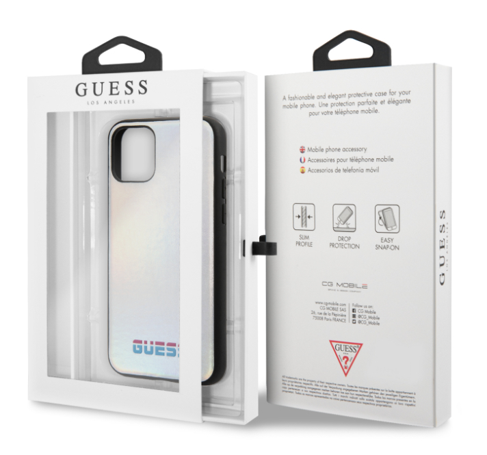 Husa Hard iPhone 11 Iredescent Silver Pu Leather Guess thumb