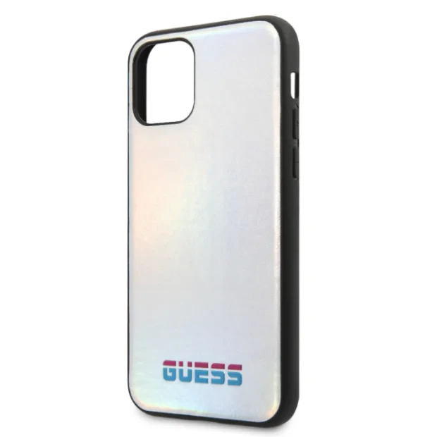 Husa Hard iPhone 11 Pro Iredescent Silver Pu Leather Guess