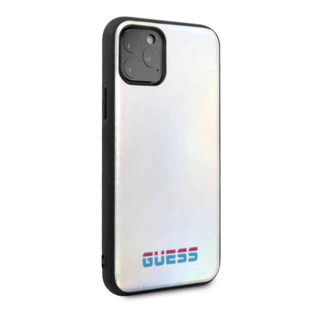 Husa Hard iPhone 11 Pro Iredescent Silver Pu Leather Guess
