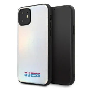 Husa Hard iPhone 11 Pro Max Iredescent Silver Pu Leather Guess