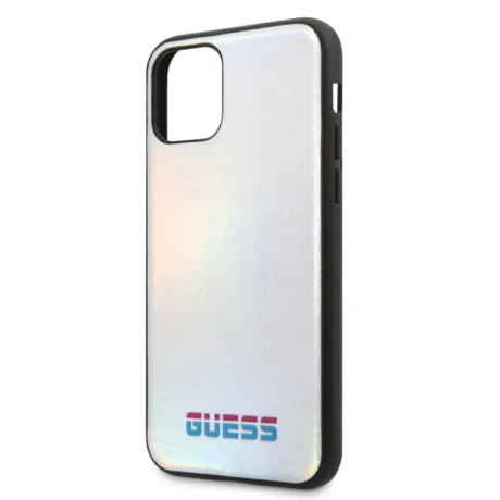 Husa Hard iPhone 11 Pro Max Iredescent Silver Pu Leather Guess