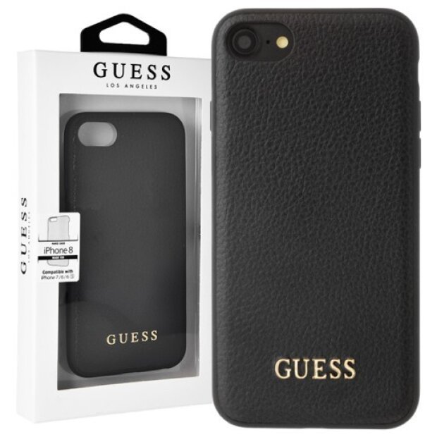 Husa Hard iPhone 7/8/SE 2, Guess Negru Leather Case