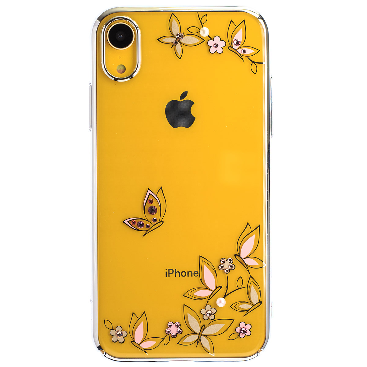 Husa Hard iPhone XR Kingxbar Blossom Series Buterfly ,Silver Frame thumb