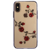 Husa Hard iPhone XS Kingxbar Blossom Series Rose, Black Frame