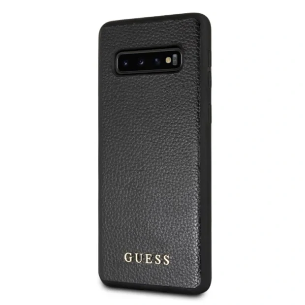 Husa hard Samsung Galaxy S10, Guess Negru Leather Case