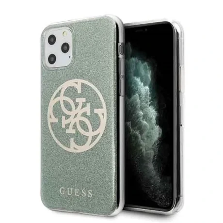 Husa iPhone 11 Pro, Circle Glitter, Guess Verde