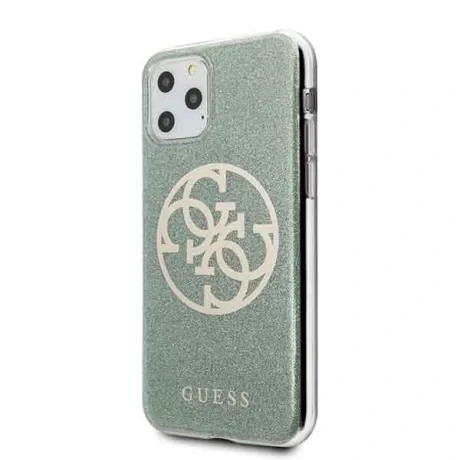 Husa iPhone 11 Pro, Circle Glitter, Guess Verde