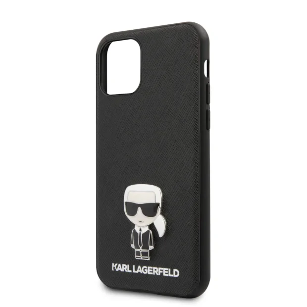 Husa iPhone 11 Pro, Karl Lagerfeld Saffiano Iconik, Negru