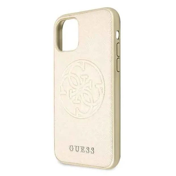 Husa iPhone 11 Pro, Saffiano Circle Logo , Guess Auriu