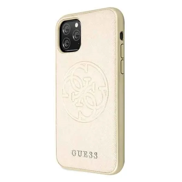 Husa iPhone 11 Pro, Saffiano Circle Logo , Guess Auriu