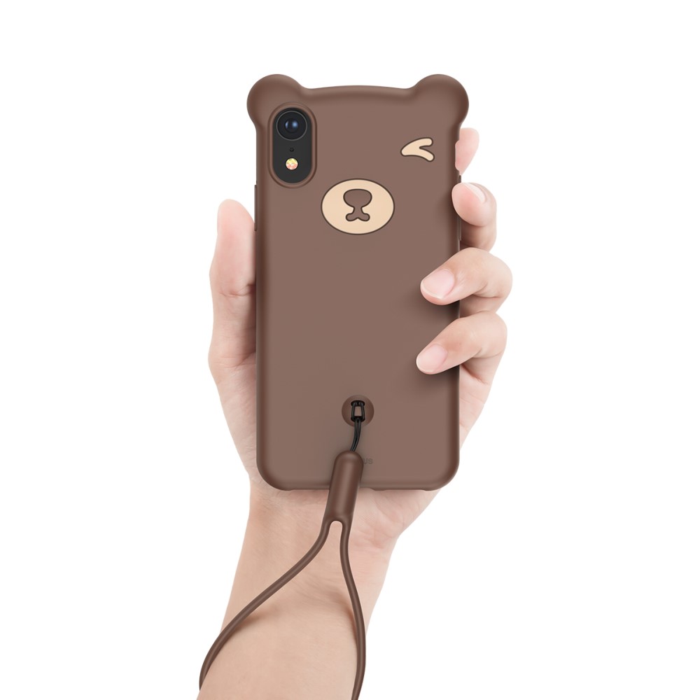 Husa iPhone XR Bear Silicone Maro Baseus thumb