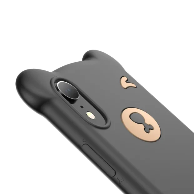 Husa iPhone XR Bear Silicone Negru Baseus