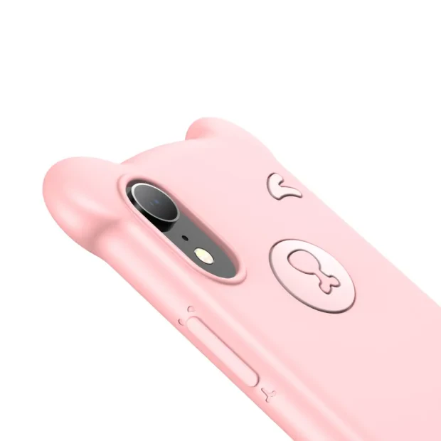 Husa iPhone XR Bear Silicone Roz Baseus