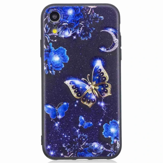 Husa iPhone XR Printing Embossed Blue Butterfly