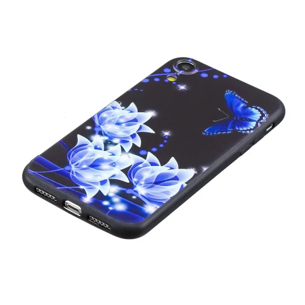 Husa iPhone XR, Printing Embossed, Blue Flower