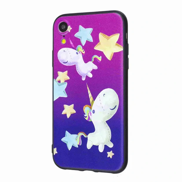 Husa iPhone XR Printing Embossed Unicorn and Star