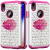 Husa iPhone XR Printing Rhinestone - Pink Flower