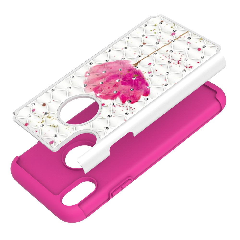Husa iPhone XR Printing Rhinestone - Pink Flower thumb