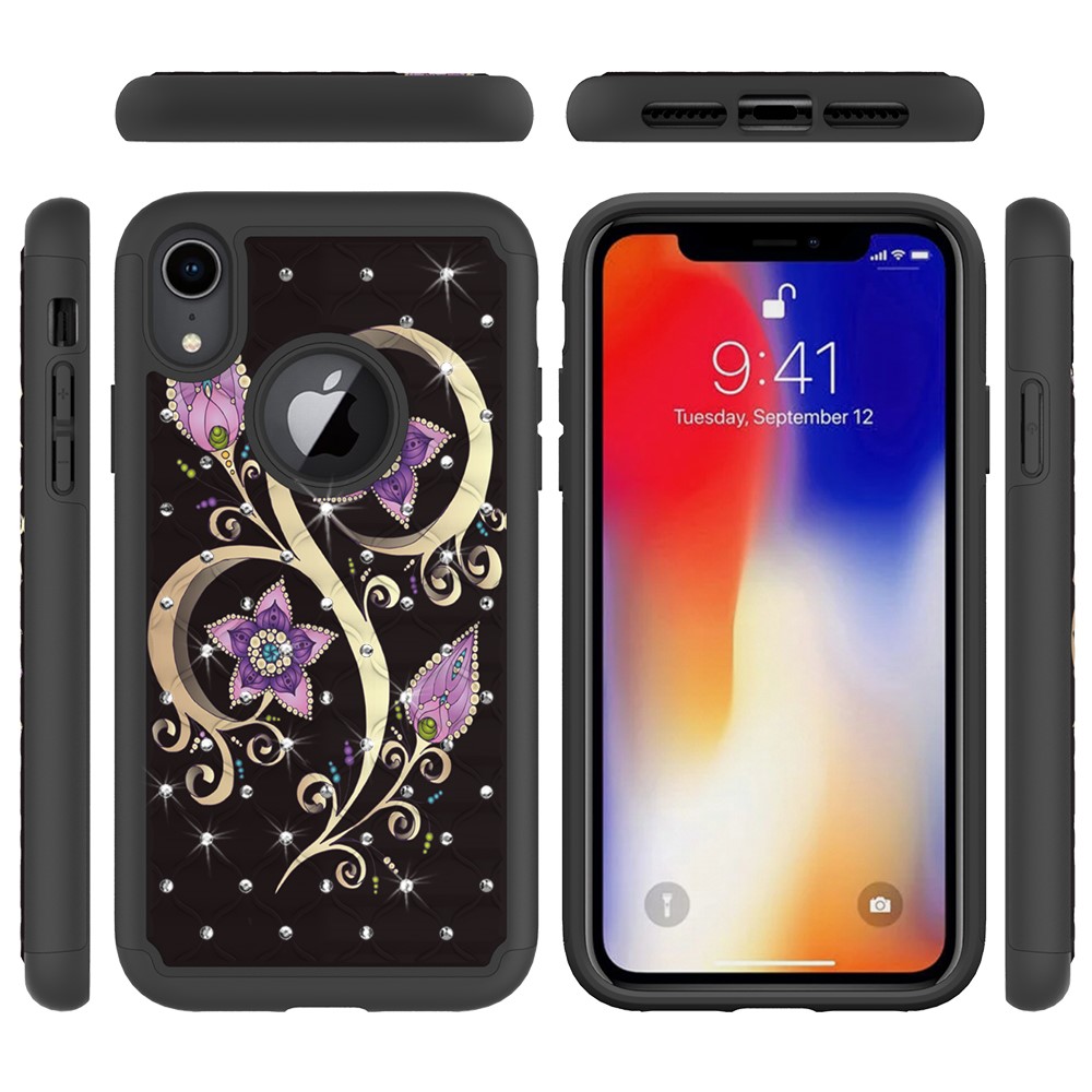 Husa iPhone XR Printing Rhinestone - Vivid Flower thumb