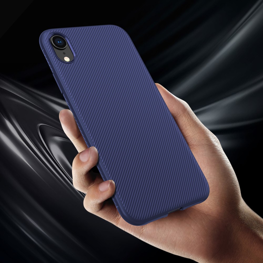 Husa iPhone XR 6.1'' Twill Texture Silicone Albastra thumb