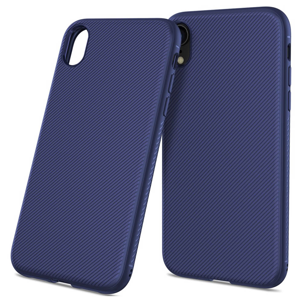 Husa iPhone XR 6.1'' Twill Texture Silicone Albastra thumb
