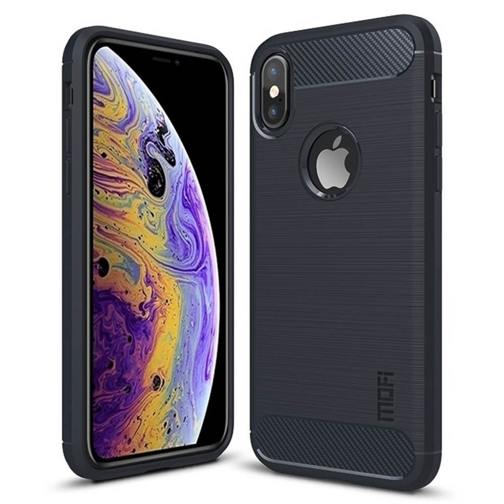 Husa iPhone XS Carbon Fiber Mofi Albastra thumb