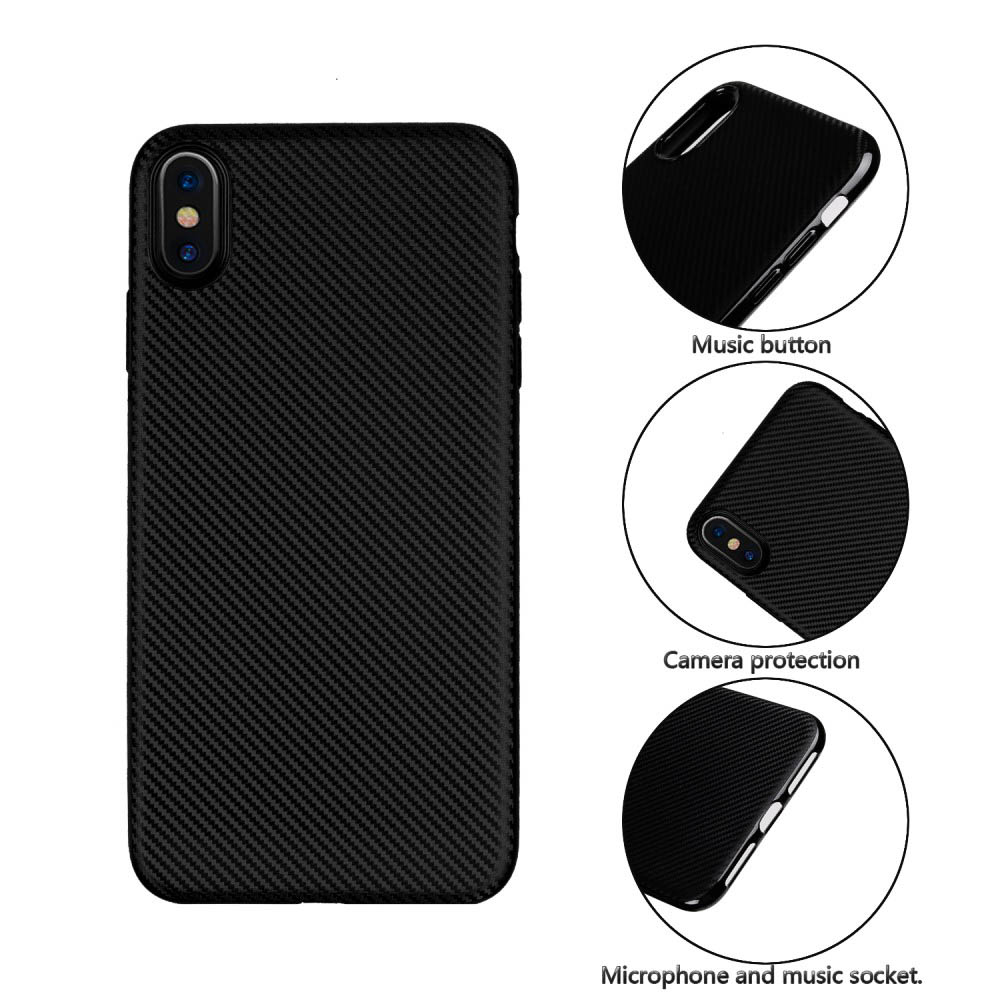 Husa iPhone XS Max Carbon Fiber Texture Neagra thumb