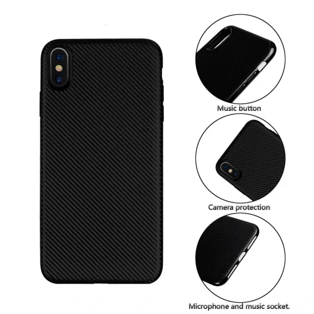 Husa iPhone XS Max Carbon Fiber Texture Neagra