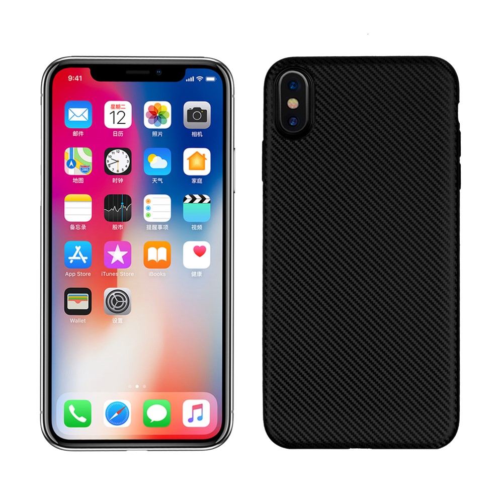 Husa iPhone XS Max Carbon Fiber Texture Neagra thumb