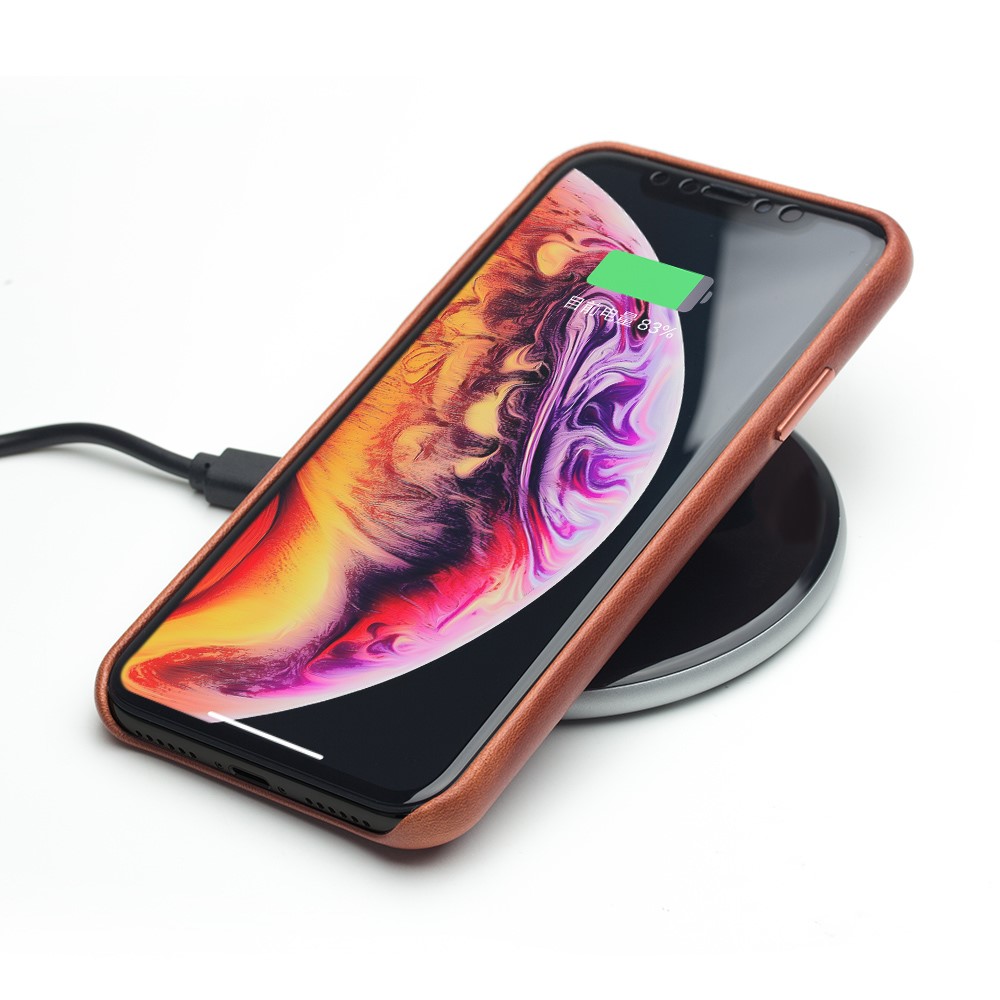 Husa iPhone XS Max 6.5'' Leather Back Case Qialino Maro thumb