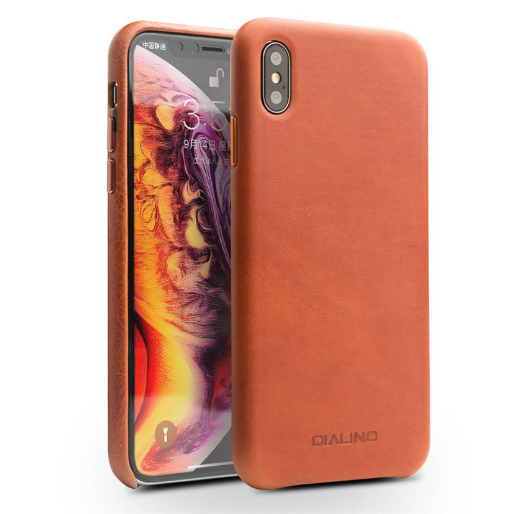 Husa iPhone XS Max 6.5'' Leather Back Case Qialino Maro thumb